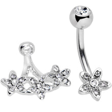Load image into Gallery viewer, Clear Gem Field of Flowers Dangle Belly Ring