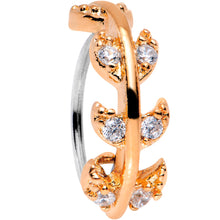 Load image into Gallery viewer, 20G Clear CZ Gem Rose Gold Tone Leafy Seamless Circular Ring