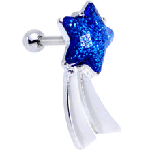将图片加载到图库查看器,16G 1/4 Blue Gem Star Comet Tragus Cartilage Earring