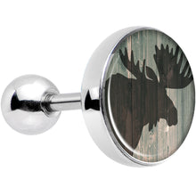 Load image into Gallery viewer, 16G 1/4 Holiday Rustic Wood Moose Tragus Cartilage Earring
