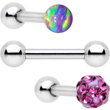 Load image into Gallery viewer, 16G 1/4 Purple Faux Opal Ball Cartilage Tragus Earring 3 Pack Set