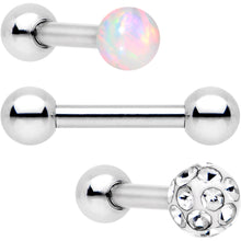 Load image into Gallery viewer, 16G 1/4 Clear White Gem Ball Cartilage Tragus Earring 3 Pack Set