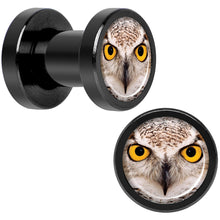 Load image into Gallery viewer, Full Color Owl Black Anodized Screw Fit Plug Set 4G