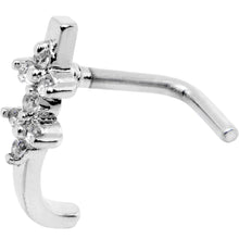 Load image into Gallery viewer, 20G Clear CZ Bling Faux Hoop L Shaped Nose Ring