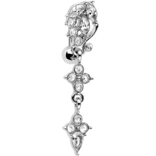 将图片加载到图库查看器,Clear Gem Leafy Vine Top Mount Dangle Belly Ring