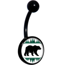 将图片加载到图库查看器,Winter Polar Bear in Woods Black Belly Ring