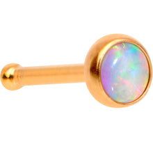 Load image into Gallery viewer, White 3mm Synthetic Opal Rose Gold Tone Press Fit Nose Bone