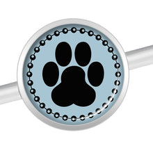 Load image into Gallery viewer, 14G Black on Blue Paw Print Industrial Barbell 37mm