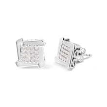 Load image into Gallery viewer, 10K White Gold 1/2 Cttw Composite  Princess Diamond Square and Swirl Stud Earrings (I-J Color, I1-I2 Clarity)
