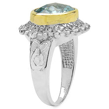 Load image into Gallery viewer, Two Tone Plated 5.01 Carat Genuine Blue Topaz &amp; White Topaz .925 Sterling Silver Ring
