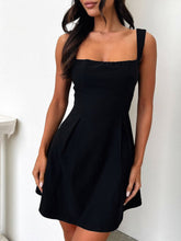 Load image into Gallery viewer, Dark Blue Bow Back Square Neck Mini Dress Luxury Feminine &amp; Flattering Dress For Girls
