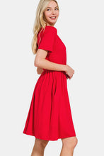 将图片加载到图库查看器，Surplice Short Sleeve Brushed DTY Dress For Dress – Elegant, Flattering Surplice Neckline, Soft Brushed Fabric, Comfortable and Versatile Dress for All-Day Wear
