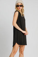 Load image into Gallery viewer, Round Neck Sleeveless High-Low Curved Hemline Mini Dress – Trendy High-Low Dress, Sleeveless Mini Dress, Curved Hemline Dress, Flattering Round Neck Dress, Chic High-Low Dress
