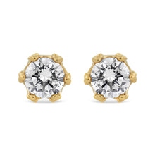 Load image into Gallery viewer, 14K Yellow Gold 2.0 Cttw Round Diamond Crown Stud Earrings (I-J Color, I1-I2 Clarity)
