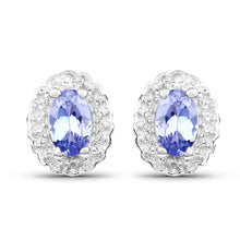 将图片加载到图库查看器，2.46 Carat Genuine Tanzanite and White Topaz .925 Sterling Silver 3 Piece Jewelry Set (Ring, Earrings, and Pendant w/ Chain)
