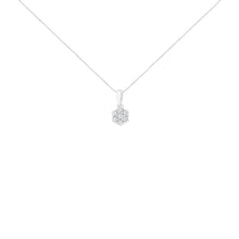 Load image into Gallery viewer, 14K White Gold 1/2 cttw Prong Set Round-Cut Diamond 7 Stone Floral Cluster 18" Pendant Necklace (H-I Color, I1-I2 Clarity)
