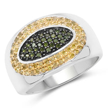 Load image into Gallery viewer, 0.38 Carat Genuine Green Diamond and Yellow Diamond .925 Sterling Silver Ring
