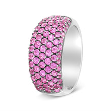 Load image into Gallery viewer, 18K White Gold and Black Rhodium Multi Row Pink Sapphire Classic Band Ring - Ring Size 6.5
