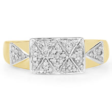 将图片加载到图库查看器，14K Yellow Gold Plated 0.21 Carat Genuine White Diamond .925 Sterling Silver Ring
