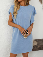 Load image into Gallery viewer, Ruffled Round Neck Short Sleeve Dress Feminine Simple Classic Dress Breathable And Comfy Dress
