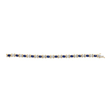 Load image into Gallery viewer, 14K Yellow Gold 1.00 Cttw Alternating  Diamond and 6 1/2 Cttw Oval Blue Sapphire Link Bracelet (H-I Color, SI1-SI2 Clarity) - 7" Inches
