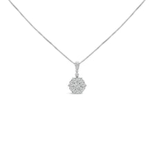 Load image into Gallery viewer, 14K White Gold 1 1/5 Cttw Diamond Composite Cluster Pendant Necklace (F-G Color, VS2-SI1 Clarity) - 18" Inches
