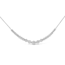 将图片加载到图库查看器，14K White Gold 2.00 Cttw Diamond Composite Cluster Bar Necklace (H-I Color, I2-I3 Clarity) - 18" Inches
