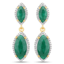 Load image into Gallery viewer, 4.21 Carat Dyed Emerald and White Diamond .925 Sterling Silver Earrings
