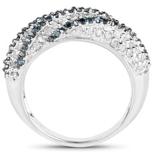 Load image into Gallery viewer, 1.25 Carat Genuine Blue Diamond &amp; White Diamond .925 Sterling Silver Ring
