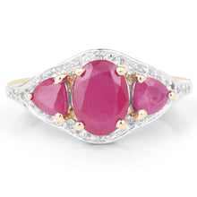 Load image into Gallery viewer, 14K Yellow Gold Plated 2.49 Carat Genuine Glass Filled Ruby and White Topaz .925 Sterling Silver Ring
