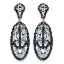 Load image into Gallery viewer, 13.80 Carat Genuine Blue Topaz and Black Spinel .925 Sterling Silver Earrings
