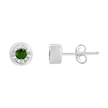 将图片加载到图库查看器，.925 Sterling Silver 1/5 Cttw Round Brilliant-Cut Green Diamond Miracle-Set Stud Earrings (Fancy Color-Enhanced, I1-I2 Clarity)
