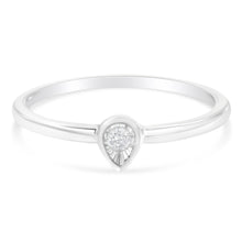 将图片加载到图库查看器，.925 Sterling Silver 1/20 Carat Diamond Teardrop Pear-Shaped Miracle Set Petite Fashion Promise Ring (J-K Color, I1-I2 Clarity) - Size 6
