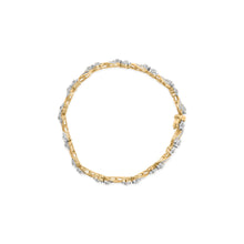 将图片加载到图库查看器，10k Yellow Gold 3.00 Cttw Round-Cut and Baguette-Cut Floral Link 7.25" Bracelet (I-J Color, I1-I2 Clarity)
