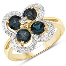 Load image into Gallery viewer, 1.76 Carat Genuine London Blue Topaz and White Topaz .925 Sterling Silver Ring
