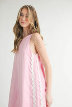 将图片加载到图库查看器，Linen Mix Side Ric Rac A-Line Mini Dress for Women – Casual Mini Dress, Summer Dress, A-Line Dress, Chic Peasant Dress, Vacation Dress, Flattering Fit Dress
