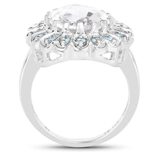 Load image into Gallery viewer, 5.90 Carat Genuine Crystal Quartz and Swiss Blue Topaz .925 Sterling Silver Ring

