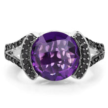 Load image into Gallery viewer, 3.24 Carat Genuine Amethyst &amp; Black Diamond .925 Sterling Silver Ring
