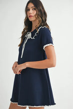 Load image into Gallery viewer, Ruffle Trimmed Collar Fine Knit Mini Dress For Women – Ruffle Mini Dress, Fine Knit Dress, Collar Dress, Feminine Mini Dress, Chic Knit Dress
