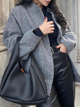 将图片加载到图库查看器，Autumn Casual Full Size Drop Shoulder Snap Down Jacket with Buttoned Front and Pockets
