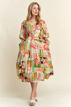 Load image into Gallery viewer, New Summer Floral V-Neck Puff Sleeve Midi Dress For Women – Feminine, Charming, Elegant, Eye-Catching, Perfect for Any Occasion
