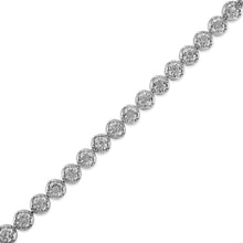 Load image into Gallery viewer, .925 Sterling Silver 1.0 Cttw Diamond Miracle-Plate Open Quatrefoil Flower Circle-Link 7" Tennis Bracelet (I-J color, I3 clarity)
