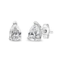 将图片加载到图库查看器，14K White Gold 1/2 Cttw Pear Shape Solitaire Lab Grown Diamond Stud Earrings (F-G Color, VS2-SI1 Clarity)
