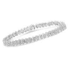 Load image into Gallery viewer, .925 Sterling Silver 1.0 Cttw Chevron 2 Stone Arrow Link Tennis Bracelet (I-J Color, I3 Clarity) - 7â€
