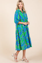 Load image into Gallery viewer, New Summer Tiered Printed Collared Neck Midi Dress – Chic and Sophisticated Midi Dress with Layered Design and Polished Collared Neckline
