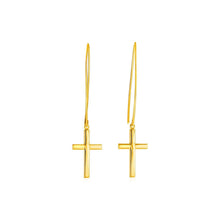 Load image into Gallery viewer, 14k Yellow Gold Dangle Cross Earrings
