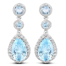 Load image into Gallery viewer, 9.46 Carat Genuine Blue Topaz &amp; White Topaz .925 Sterling Silver Earrings
