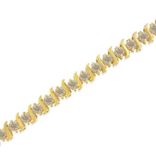 Load image into Gallery viewer, 10K Yellow Gold Plated .925 Sterling Silver 7.0 cttw 2-Prong Set Round Brilliant Cut Diamond "S" Link Bracelet (J-K color, I1-I2 clarity) - 7"
