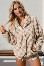 将图片加载到图库查看器，Double Take Checkered Long Sleeve Fuzzy Jacket Cozy &amp; Trendy Outerwear For Women
