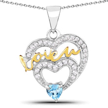 将图片加载到图库查看器，0.44 Carat Genuine Swiss Blue Topaz and White Topaz .925 Sterling Silver Pendant
